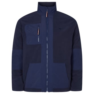 Fleecejacke im Materialmix dunkelblau_580 | 5XL