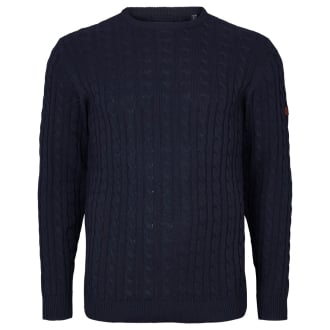 Zopf-Strickpullover mit Rundhalsausschnitt dunkelblau_580 | 3XL