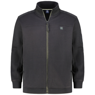 Sweatjacke im Material-Mix schwarz_290 | 3XL