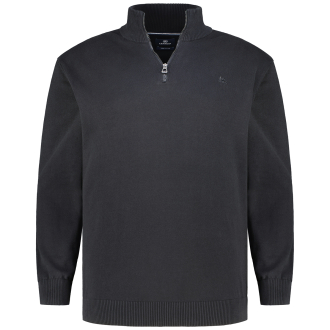 Strickpullover mit Troyer-Kragen schwarz_290 | 3XL