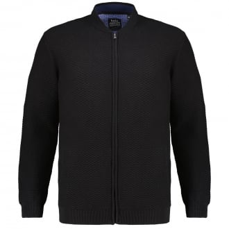 Schicke Strickjacke mit Struktur und Stehkragen schwarz_100 | 3XL
