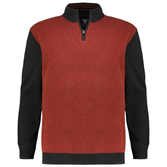 Sweatshirt mit Struktur rot/schwarz_100/5010 | 3XL
