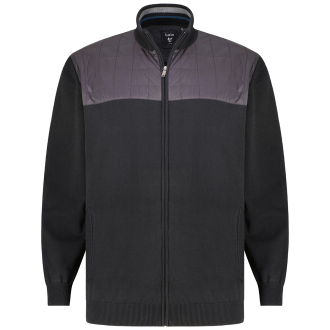 Strickjacke mit Steppbesatz schwarz_100 | 3XL