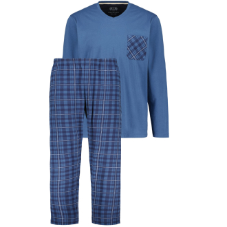 Langer Schlafanzug aus Biobaumwolle blau_634 | 80