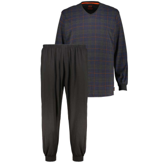 Langer Schlafanzug aus Baumwoll-Jersey grau/schwarz_934 | 72/74