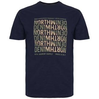 T-Shirt mit Label-Print dunkelblau_0580 | 3XL