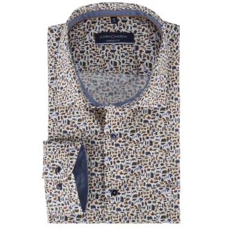 Businesshemd mit Allover-Print, langarm blau/weiß_200/4020 | 56