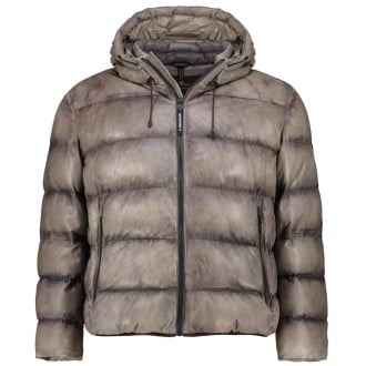 Wattierte Steppjacke aus Leder grau_70 | 62