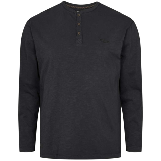 Henleyshirt mit Garment-Dye-Färbung schwarz_0099 | 6XL