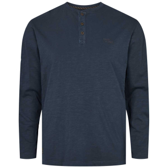 Henleyshirt mit Garment-Dye-Färbung dunkelblau_0591 | 7XL