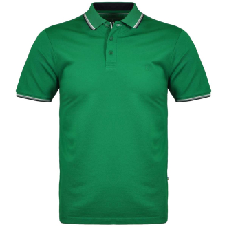 Poloshirt mit Kontrastdetails, knitterarm grasgrün_370 | 6XL