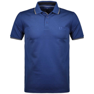 Poloshirt mit Kontrastdetails, knitterarm blau_776 | 6XL