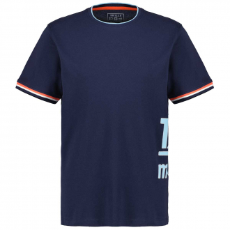 T-Shirt mit Kontrastdetails und Logo-Print marine_709 | 3XL