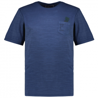 T-Shirt in Flammgarn-Optik mit Motiv-Print dunkelblau_079 | 4XL
