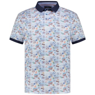 Poloshirt mit Allover-Muster dunkelblau_079 | 3XL