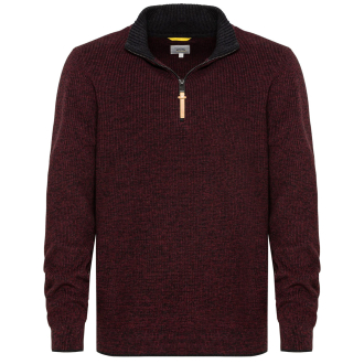 Grobstrick-Pullover im Troyer-Stil weinrot_55/56 | 3XL