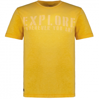 T-Shirt in Flammgarn-Struktur mit Print gelb_65 | 4XL