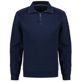 Strukturiertes Sweatshirt im Troyer-Stil mit Half-Zip marine_105 | 3XL
