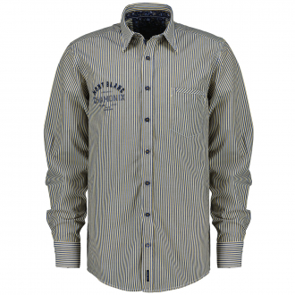 Gestreiftes Freizeithemd aus Baumwolle mit Stick-/Printelementen blau/gelb_500/4070 | XXL