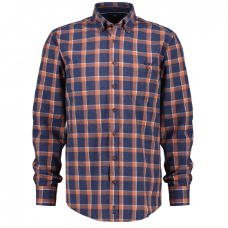 Flanellhemd aus Baumwolle mit Karomuster,  langarm blau/orange_100/4055 | 3XL