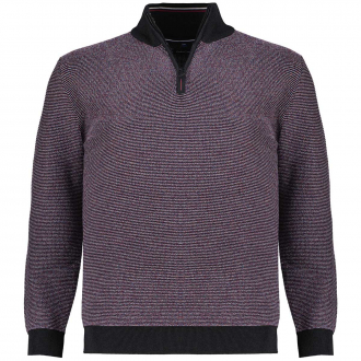 Strukturierter Troyer aus Baumwolle mit Half-Zip anthrazit/rot_775/3550 | 3XL