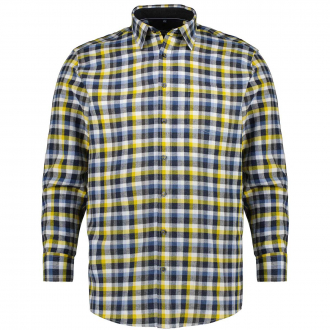 Flanellhemd aus Baumwolle im Karodesign, langarm blau/gelb_100/4070 | XXL