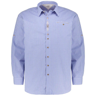 Trachtenhemd mit Krempelärmeln blau_44 | 3XL