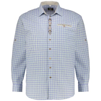 Trachtenhemd mit Krempelärmeln blau/grün_45/4060 | 8XL