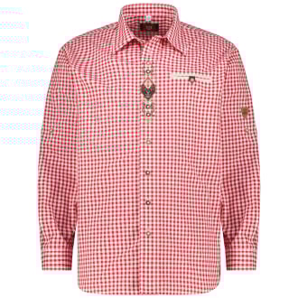 Trachtenhemd mit Krempelärmeln rot_34 | 3XL