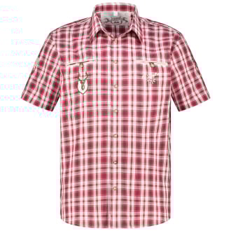 Trachtenhemd mit Krempelärmeln rot_38 | 3XL