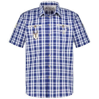 Trachtenhemd mit Krempelärmeln blau_44 | 3XL