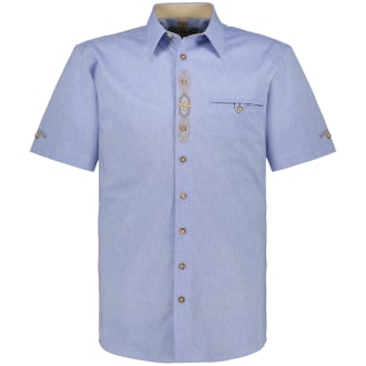 Trachtenhemd mit Stickerei blau_42 | 7XL