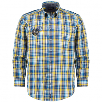 Kariertes Freizeithemd mit Print- und Logodetails blau/gelb_150/4070 | XXL
