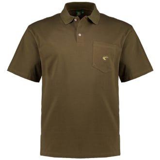 Trachten-Poloshirt mit Stickelement oliv_55 | 3XL