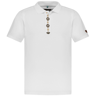 Poloshirt mit Trachtenelementen weiß_01 | 3XL