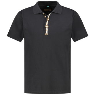 Poloshirt mit Trachtenelementen schwarz_70 | 3XL