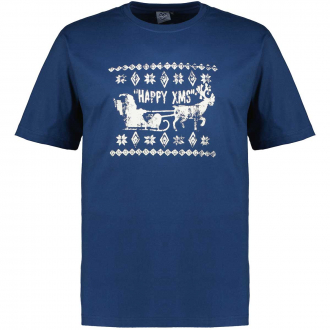 T-Shirt mit "HAPPY XMAS"-Print blau_160 | 3XL