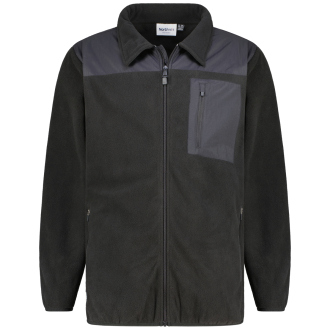 Fleecejacke im Materialmix schwarz_0099 | 4XL