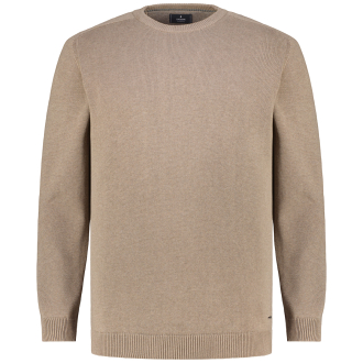 Rundhalspullover aus Baumwolle mittelbraun_084 | 4XL
