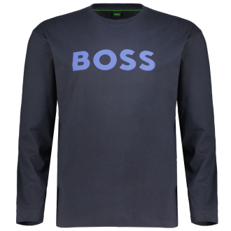 Longsleeve mit Logo-Print dunkelblau_402 | 5XL