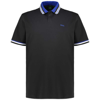 Poloshirt mit Kontrastdetails schwarz_001 | 5XL