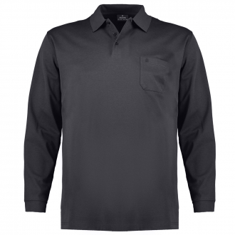 Pflegeleichtes Poloshirt "Soft Knit", langarm schwarz_009 | 3XL