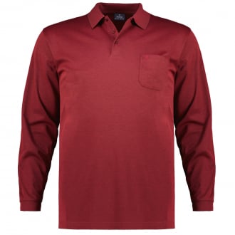 Pflegeleichtes Poloshirt "Soft Knit", langarm weinrot_060 | 3XL