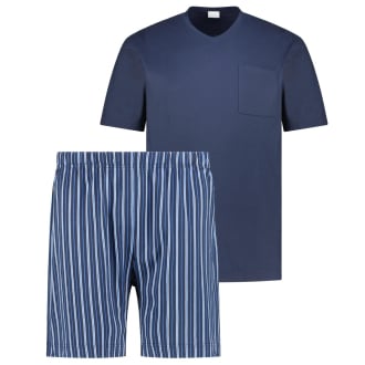 Kurzer Schlafanzug aus Baumwolle royalblau_668 | 3XL