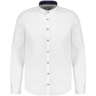 Trachtenhemd mit Kontrastdetails weiß_900 | 54