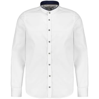 Trachtenhemd mit Kontrastdetails weiß_900 | 54