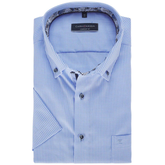 Kariertes Businesshemd, kurzarm, bügelfrei blau_100 | 46
