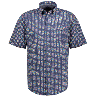 Freizeithemd mit Allover-Print, kurzarm blau_100 | XXL