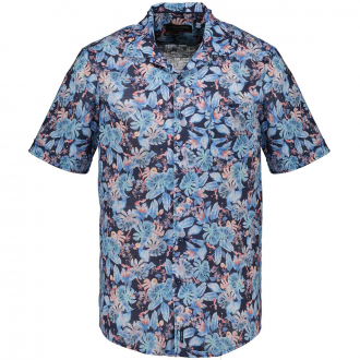 Florales Freizeithemd im Hawaii-Stil aus reiner Baumwolle blau/rot_100/4050 | XXL