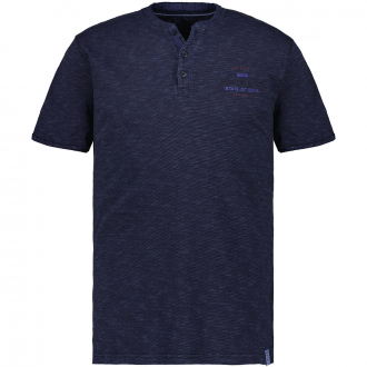 Henleyshirt mit Garment-Dye-Färbung blau_175 | 3XL